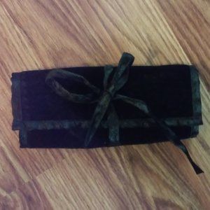 Jewelry Holder Black Velvet With Ties Open 11 1/2" x 6 1/2" Elastic Holds Jewel